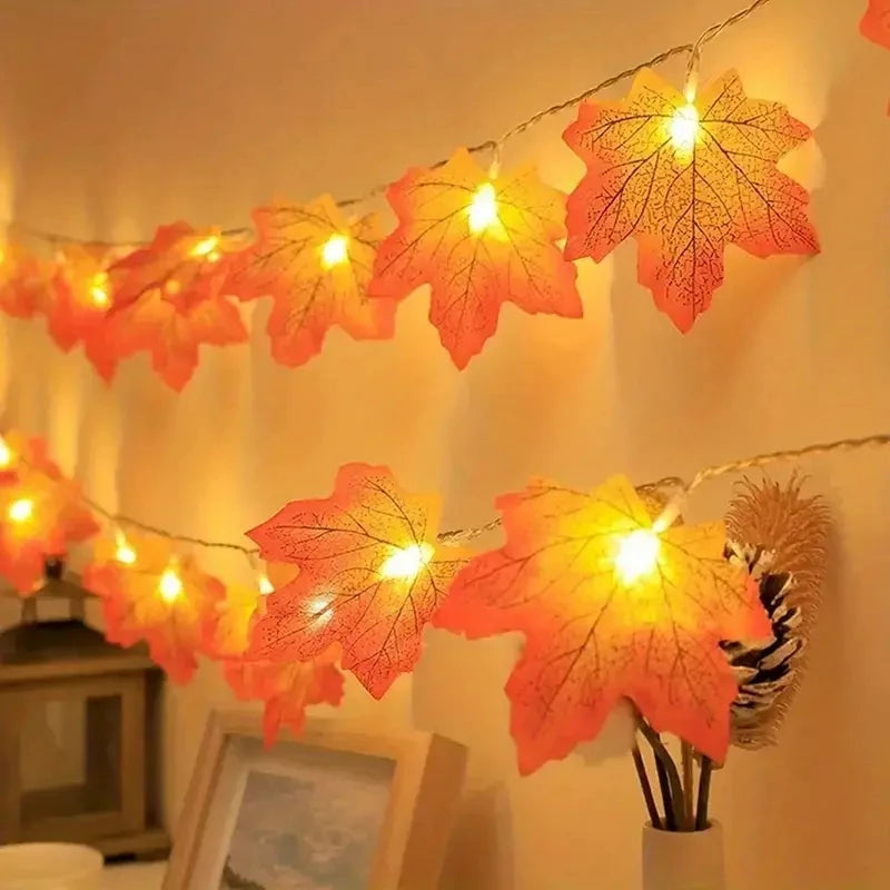 Guirlande feuilles d'érable lumineuse - Feuilles artificielles