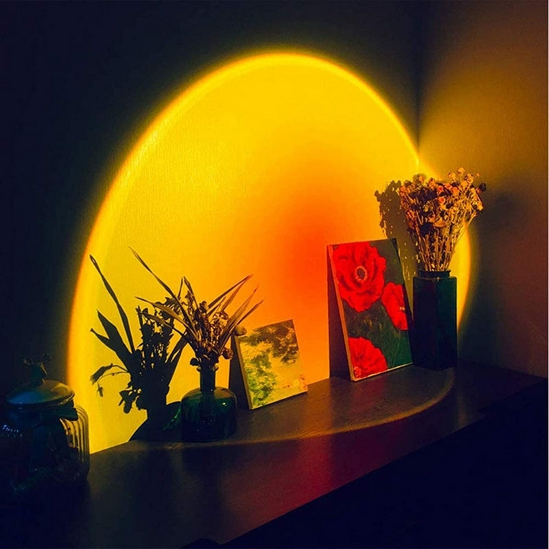 Sunset Projection Lamp, Projecteur LED, Lumière LED de Projection de Coucher  du Soleil, Lampe de Plancher de projecteur de bre à Coucher de lumière  dambiance rêveuse rotative Rainbow